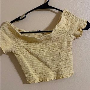 Ruffled off the shoulder crop top